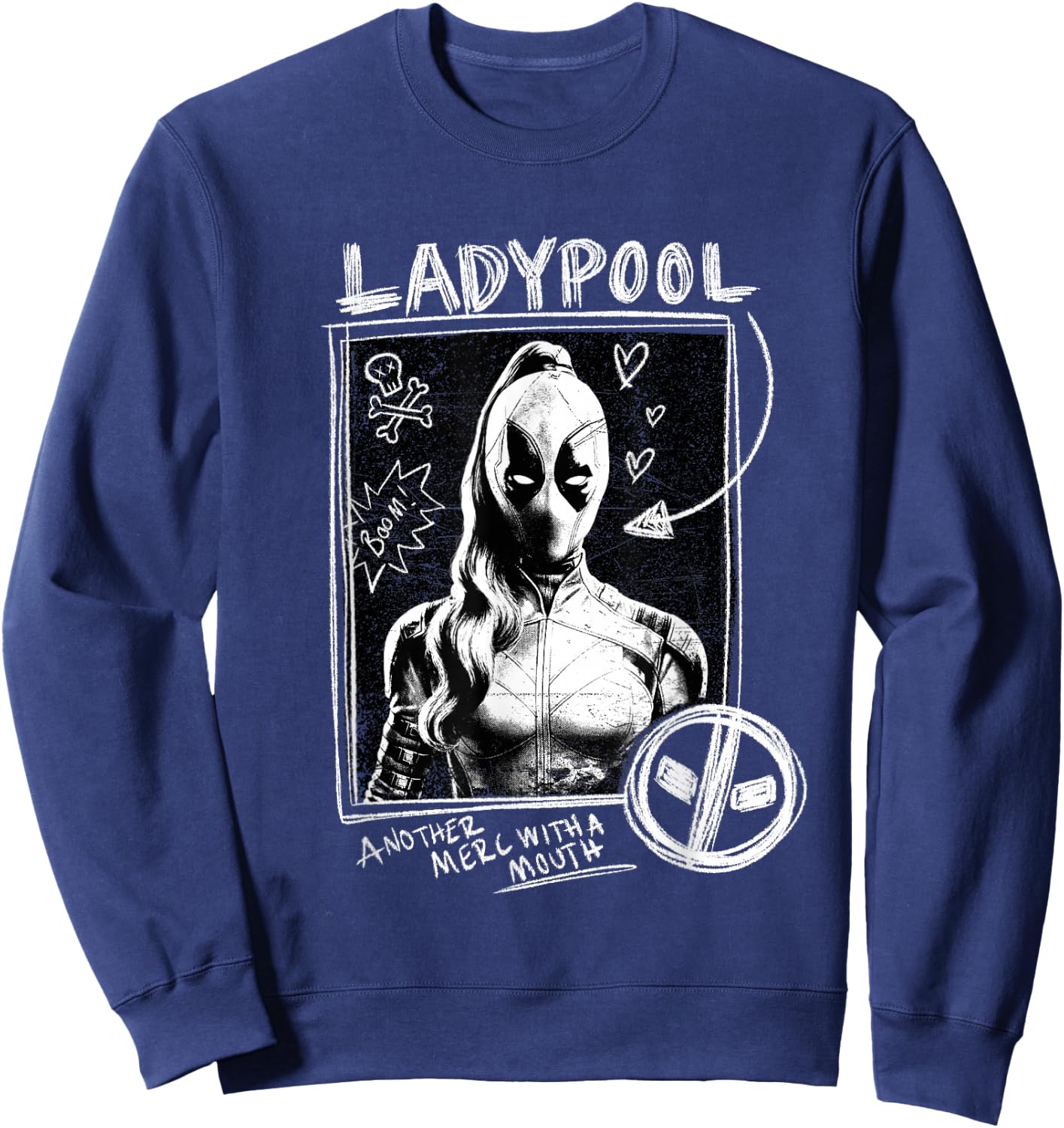 Marvel Studios Deadpool & Wolverine Ladypool Chalk Doodles Sweatshirt - Sweatshirt | Navy