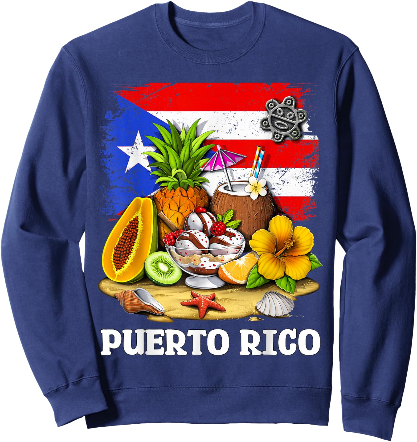 Puerto Rico Flag Boricua Proud Puerto Rican Heritage Sweatshirt - Sweatshirt | Navy