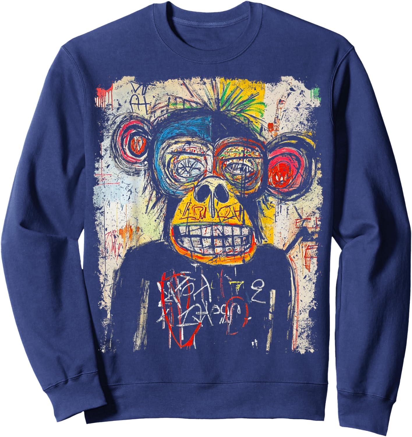 Pop Art Style Monkey 90s Men's Graffiti Sweatshirt - Sweatshirt | Navy