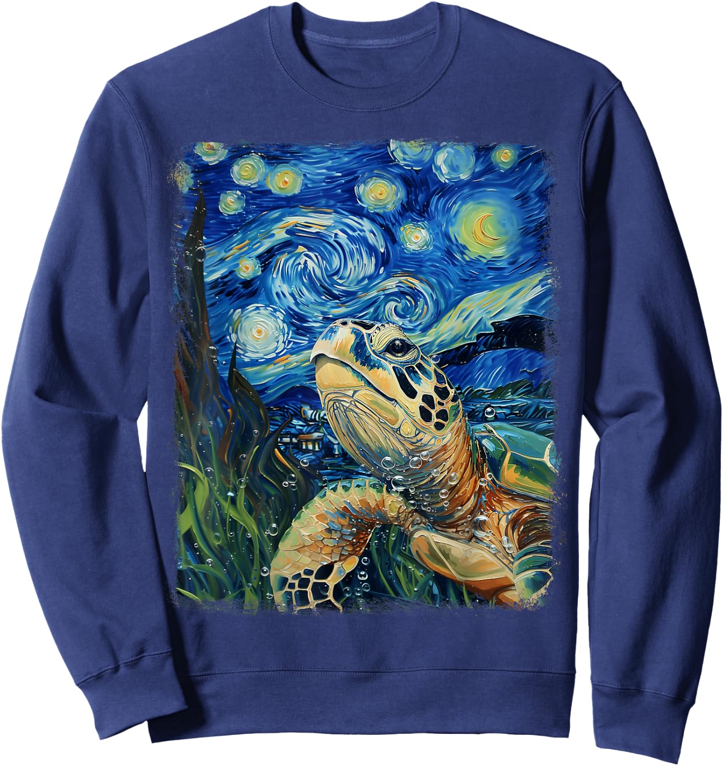 Sea Turtle Ocean Starry Night Painting Sweatshirt - Sweatshirt | Navy