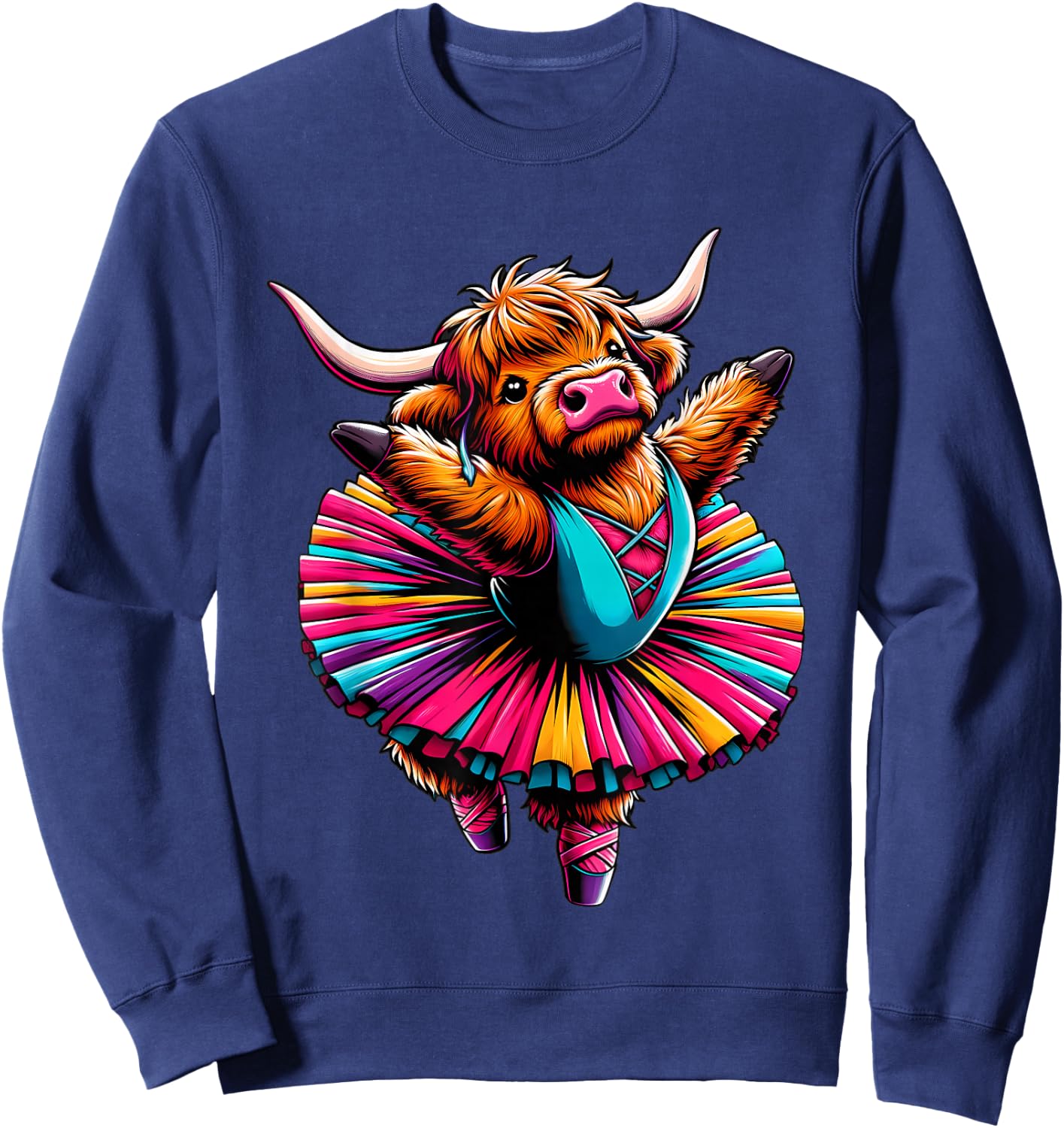 Ballerina Scottish Highland Cow Dancing Sweatshirt - Sweatshirt | Navy