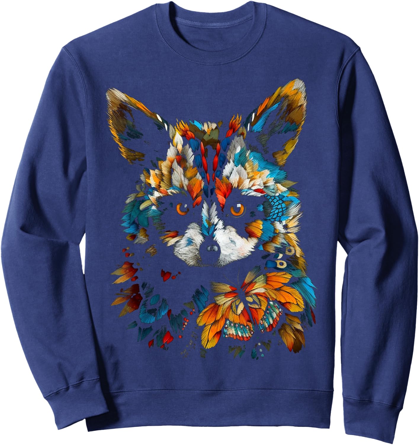 Raccoon Colourful Art - Butterfly Animal Raccoon Sweatshirt - Sweatshirt | Navy