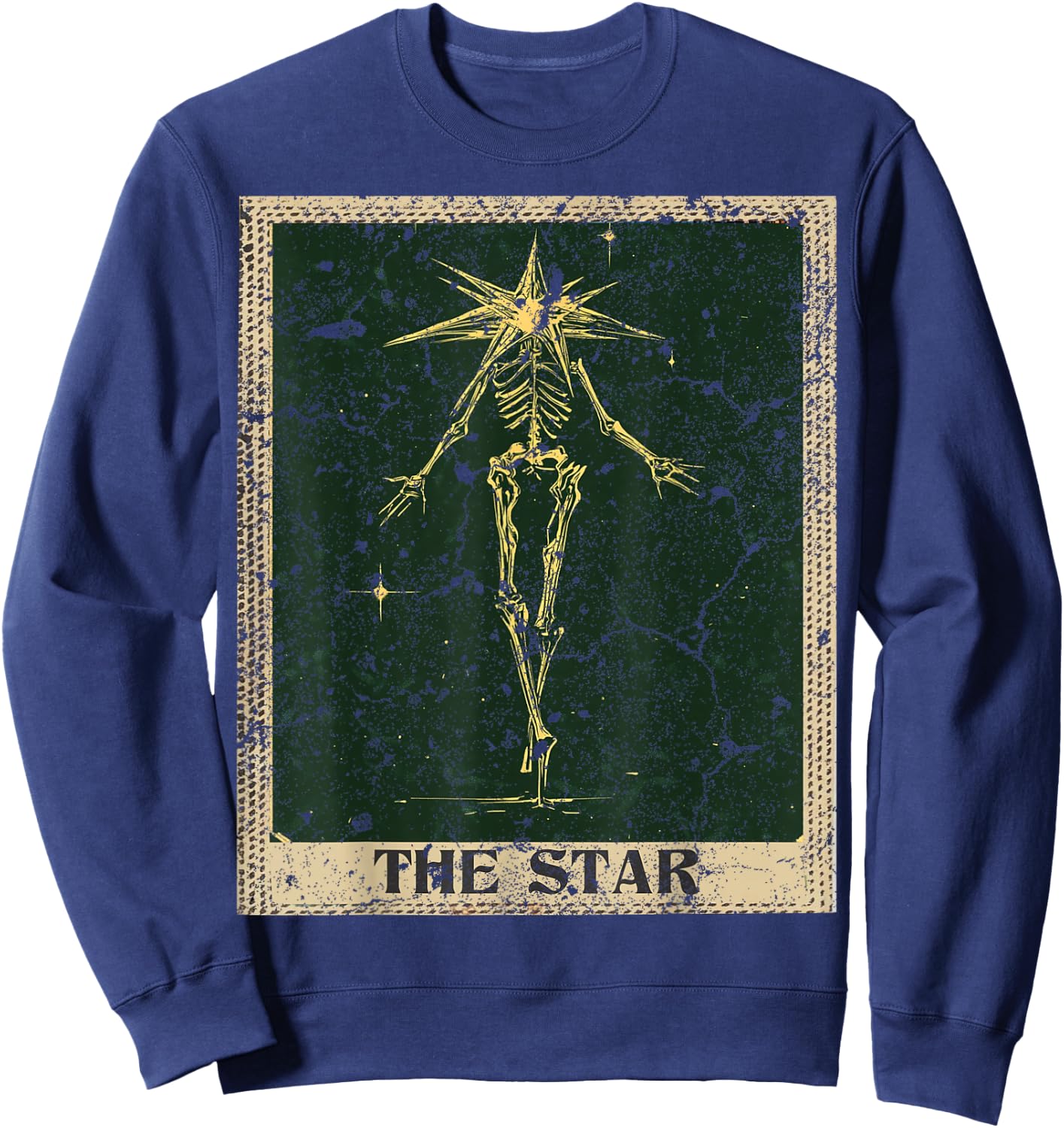 Vintage Distressed Grunge The Star Tarot Card Sweatshirt - Sweatshirt | Navy