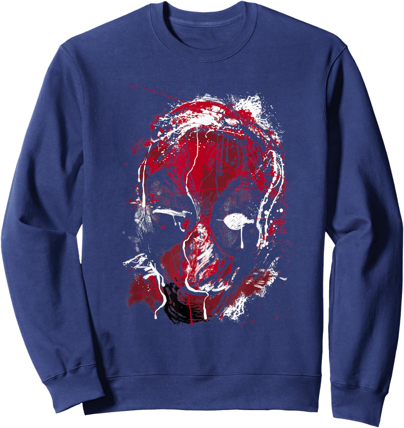 Marvel Deadpool Take A Punch Graphic Drip Art Big Face Sweatshirt - Sweatshirt | Navy