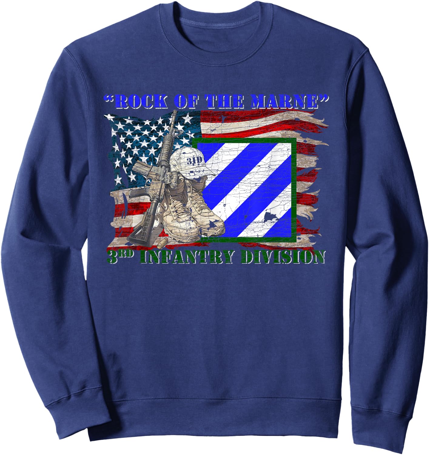 3rd Infantry Division 3ID Rock of the Marne Fort Stewart Sweatshirt - Sweatshirt | Navy