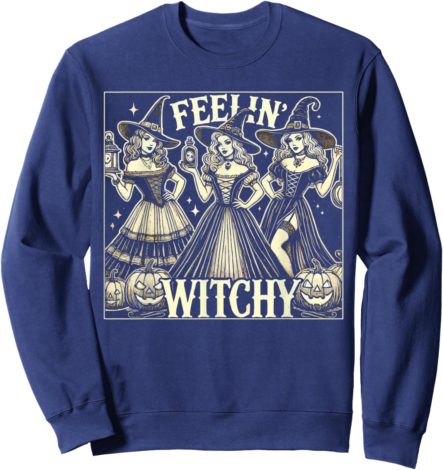 Halloween Witch Lover Spooky Witchy Broom Trick Or Treat Sweatshirt - Sweatshirt | Navy