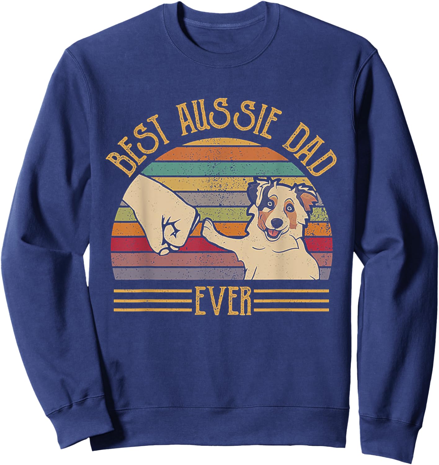 Best Aussie Dad Ever Retro Vintage Sunset Sweatshirt - Sweatshirt | Navy