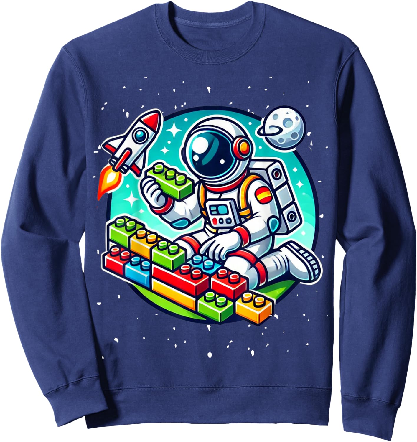 Master Builder Space Astronaut Building Blocks Bricks Boys Sweatshirt - Sweatshirt | Navy