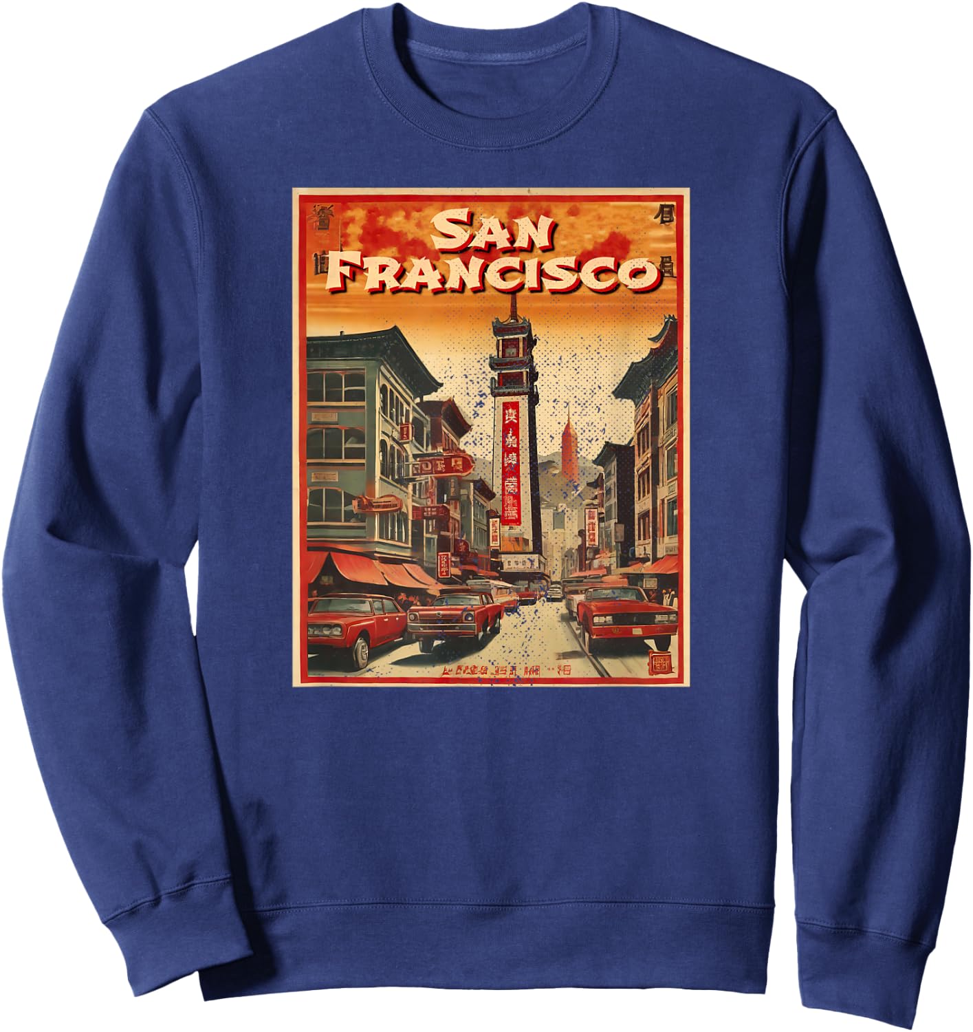 Chinatown San Francisco Retro Style Sweatshirt - Sweatshirt | Navy