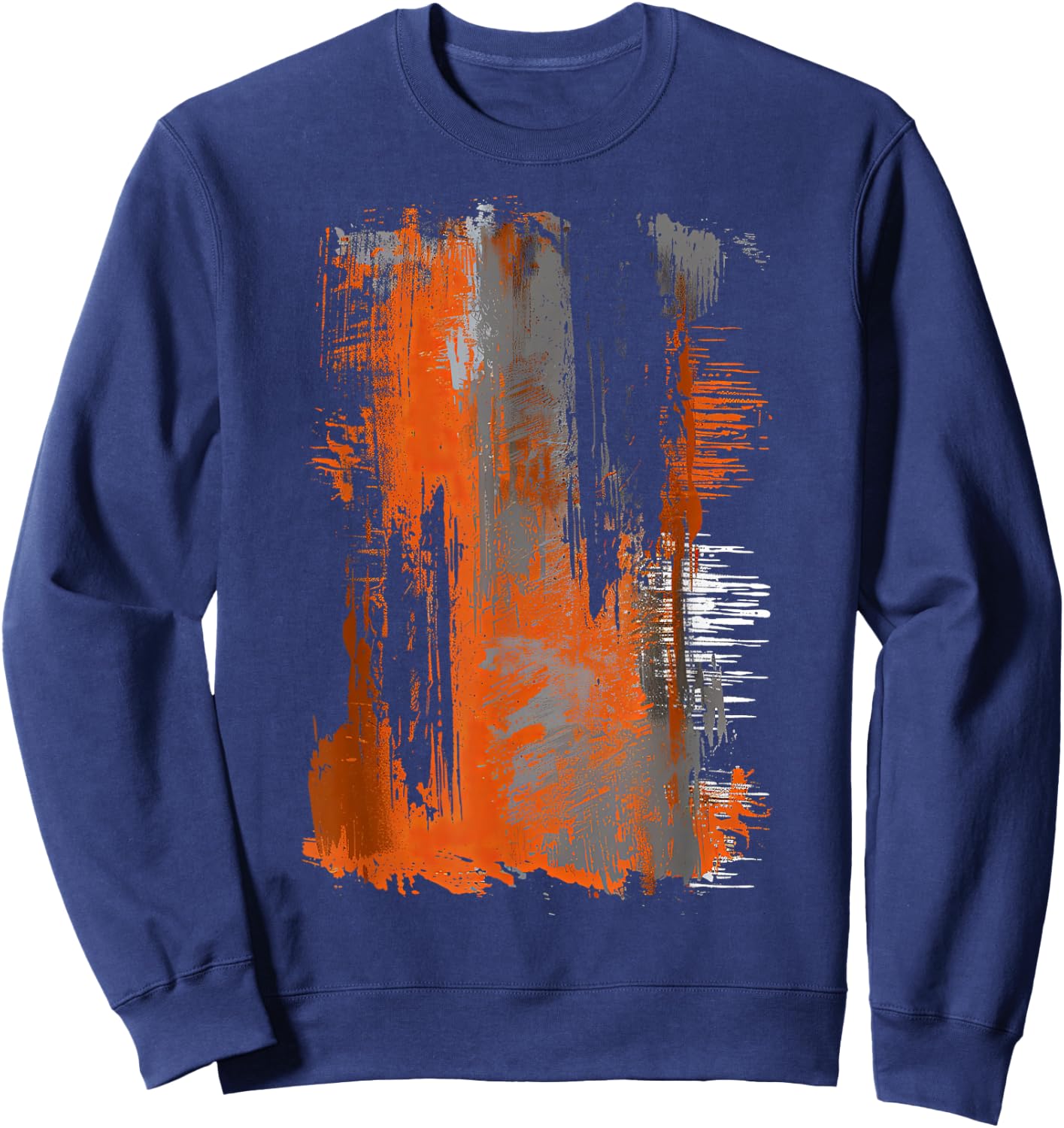 Orange And Black Brushstroke Art Graphic Sweatshirt - Sweatshirt | Navy