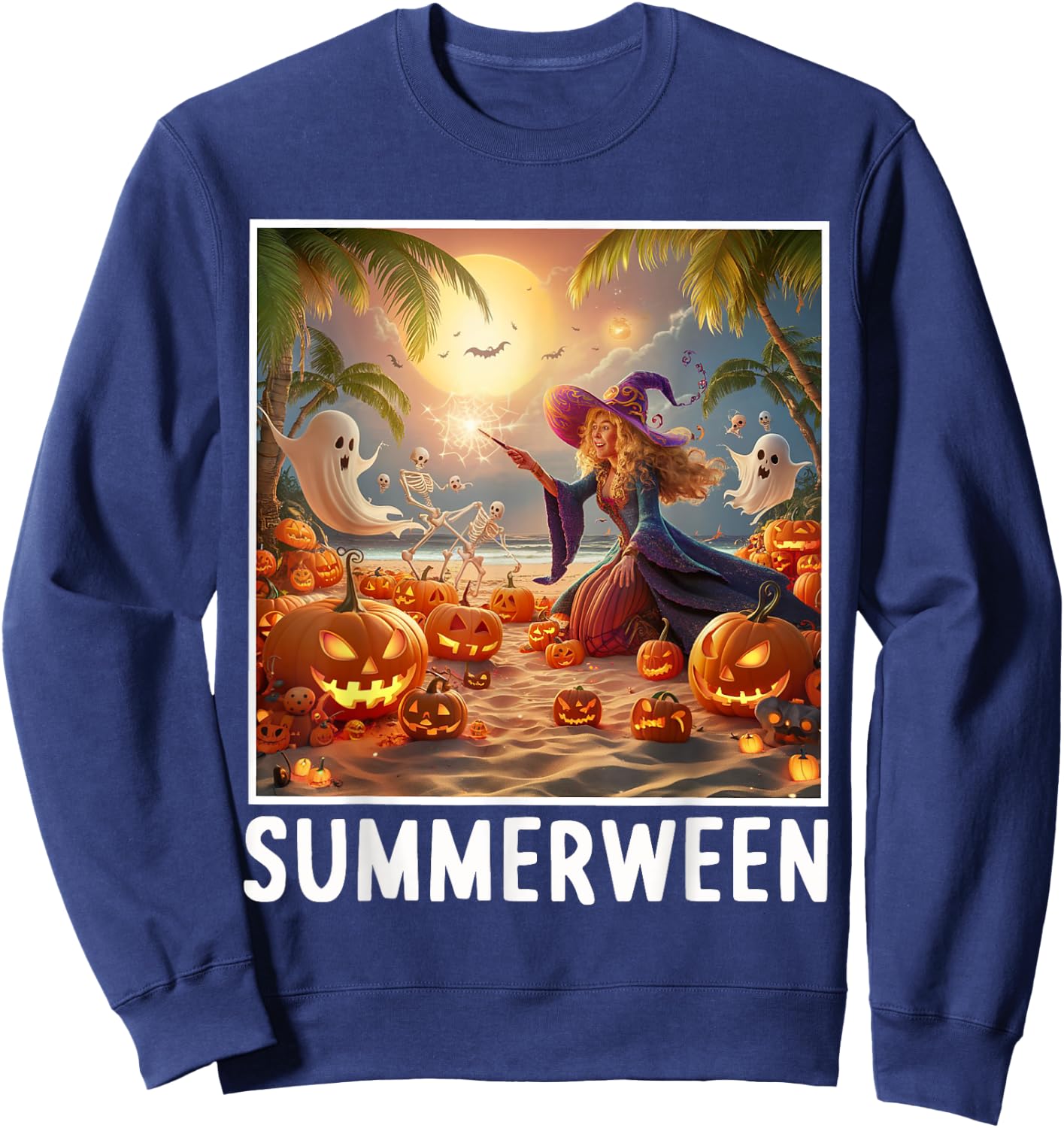 Summerween Vibes Halloween Summer Celebrate Sweatshirt - Sweatshirt | Navy