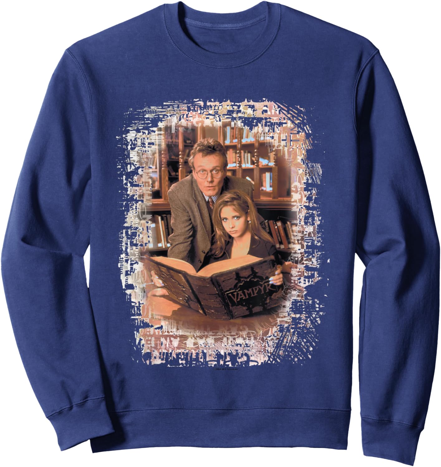 Buffy The Vampire Slayer Buffy & Giles Library Duo Vignette Sweatshirt - Sweatshirt | Navy