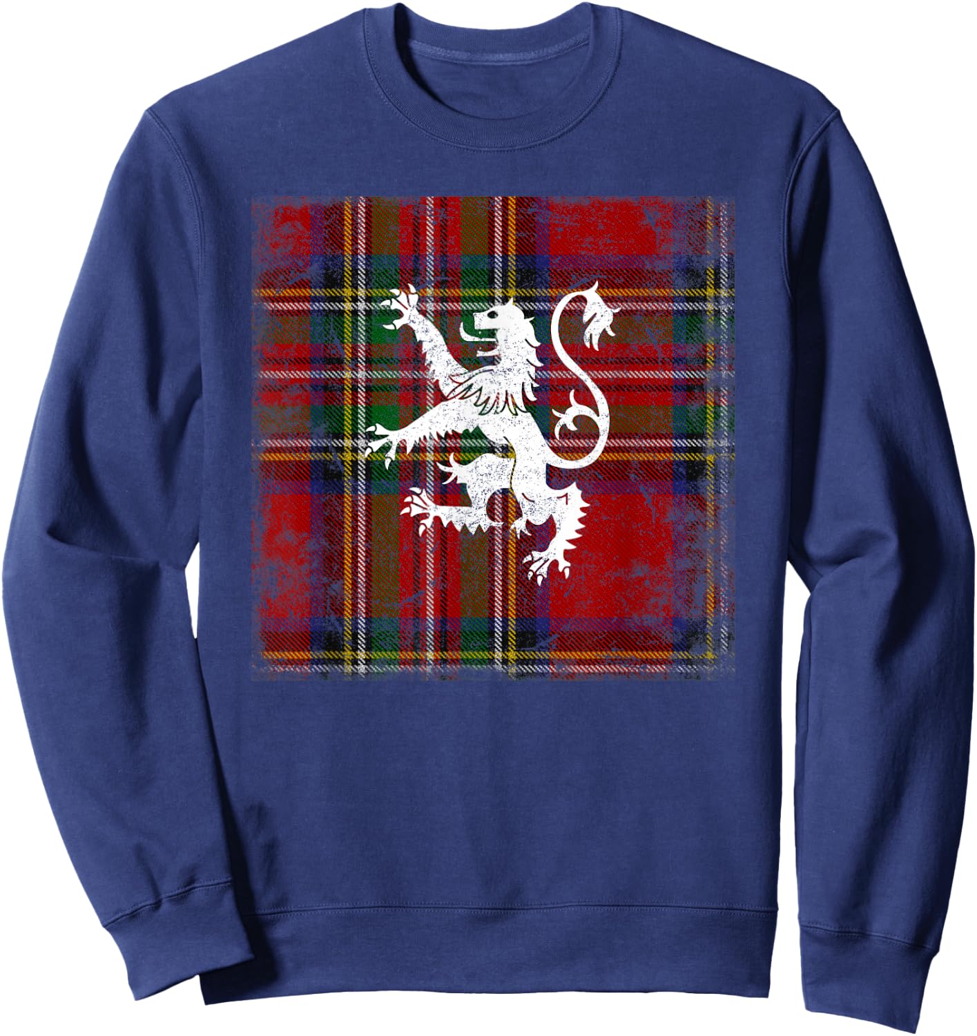 Scottish Tartan Red Plaid Scotland Lion Royal Stewart Clan Sweatshirt - Sweatshirt | Navy
