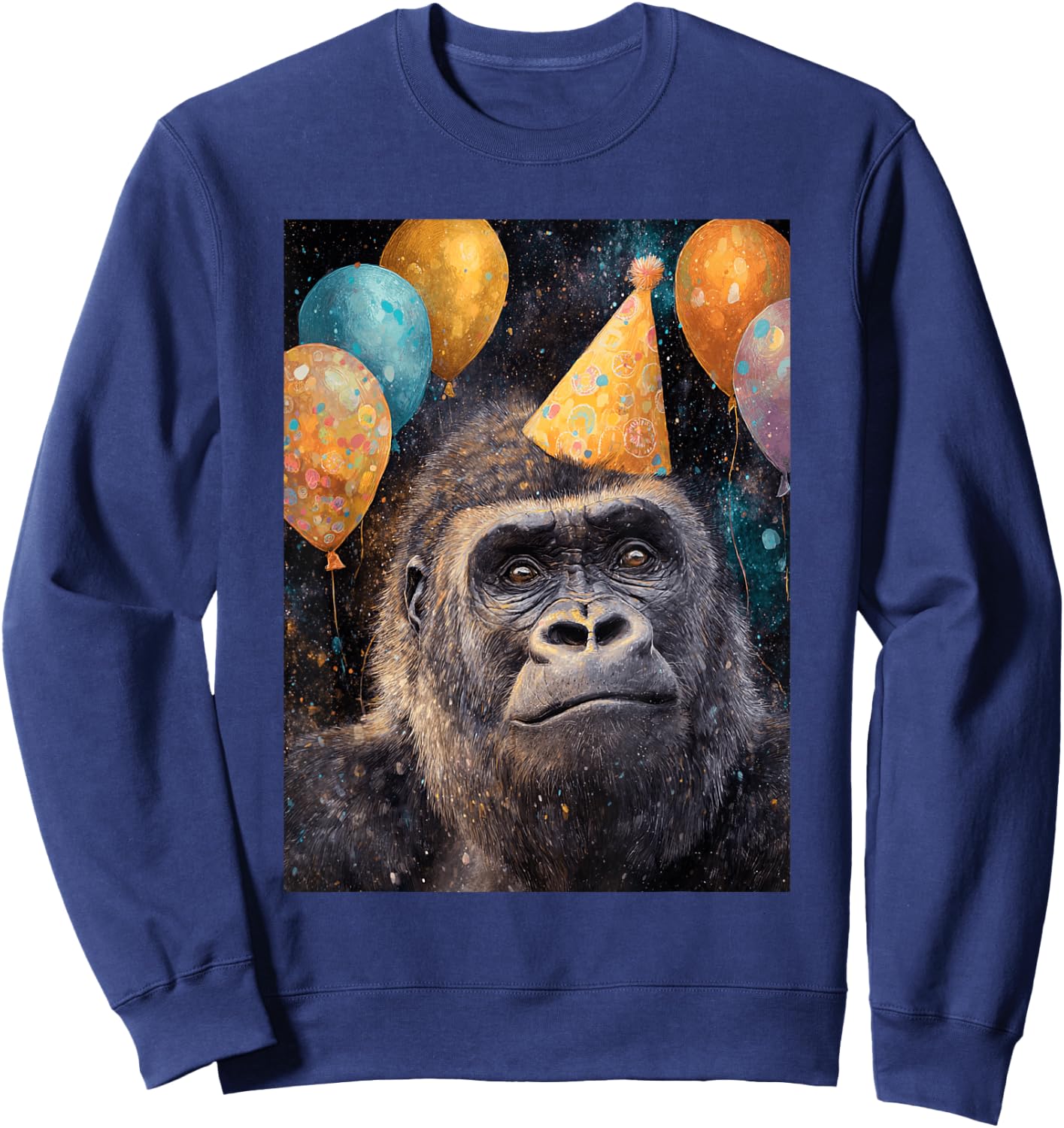 Gorilla Birthday Party Animal Themed in Space Sweatshirt - Sweatshirt | Navy