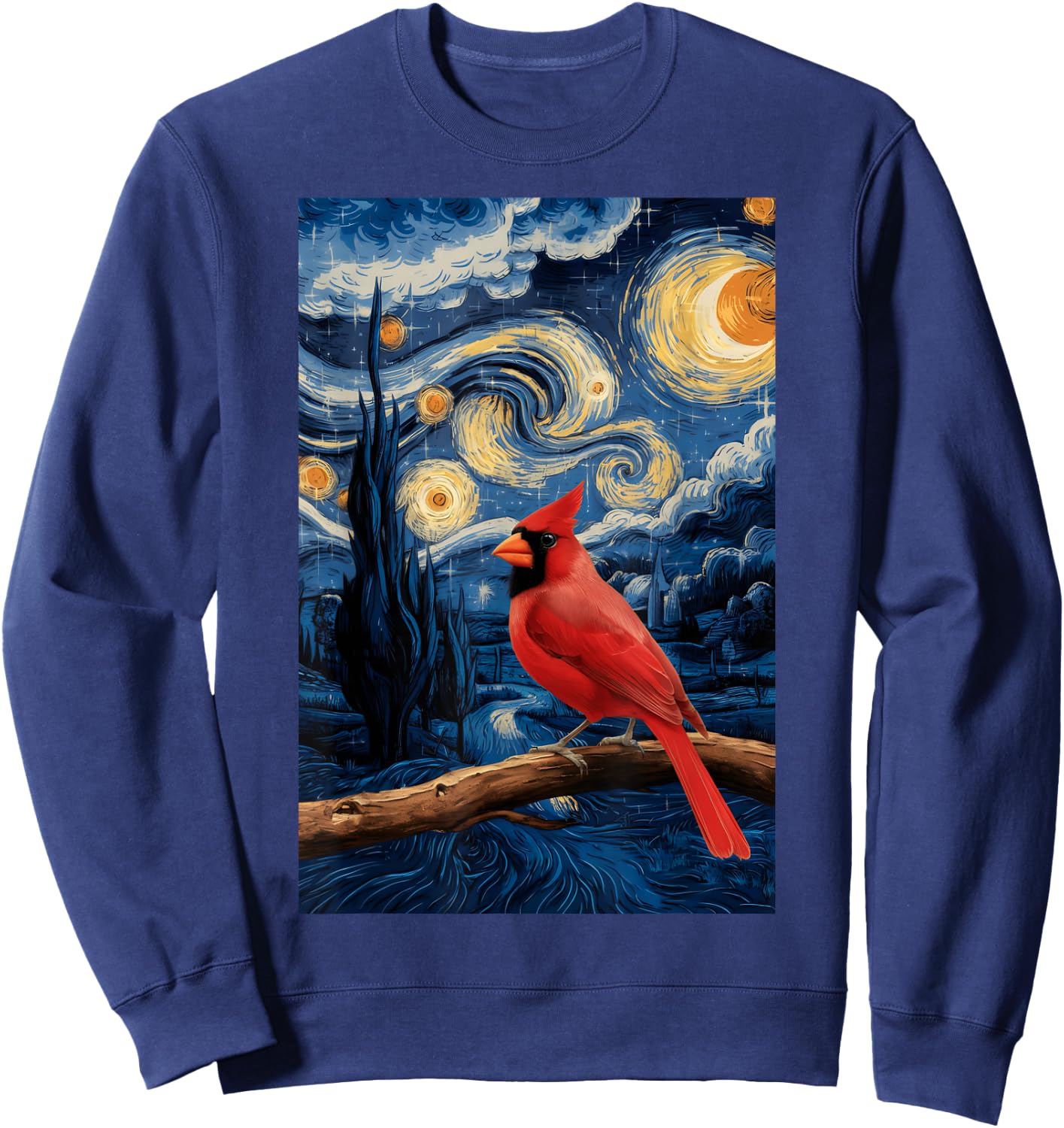 Cute Starry Red Cardinal Night For Bird Lovers Sweatshirt - Sweatshirt | Navy