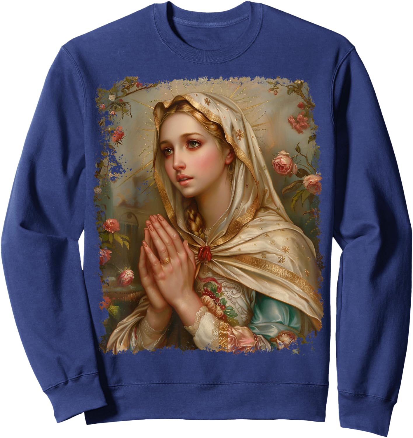 Mother of Jesus Christ Saint Mary Christian Sweatshirt - Sweatshirt | Navy