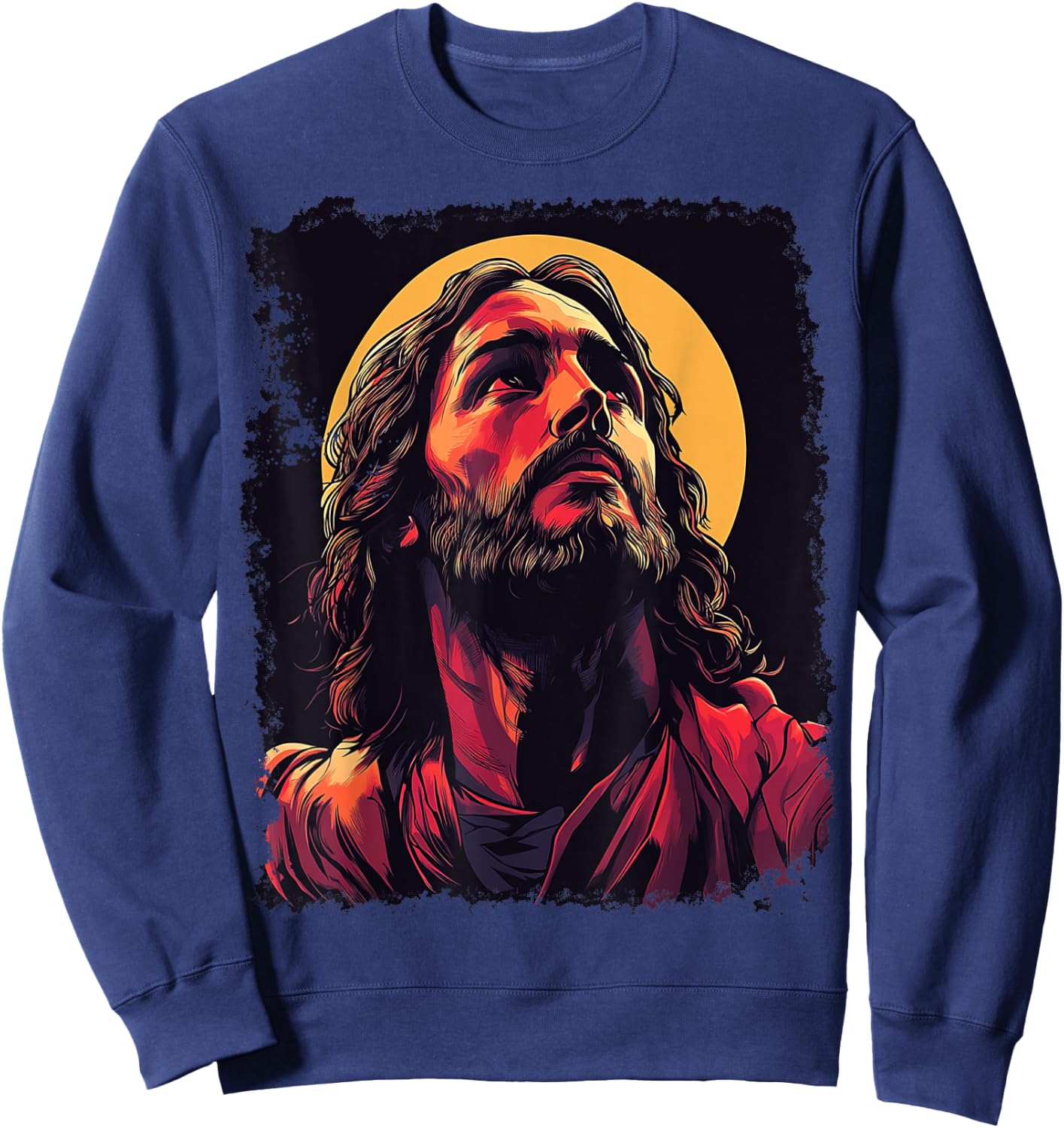 Vintage God & King Jesus Christ Sweatshirt - Sweatshirt | Navy