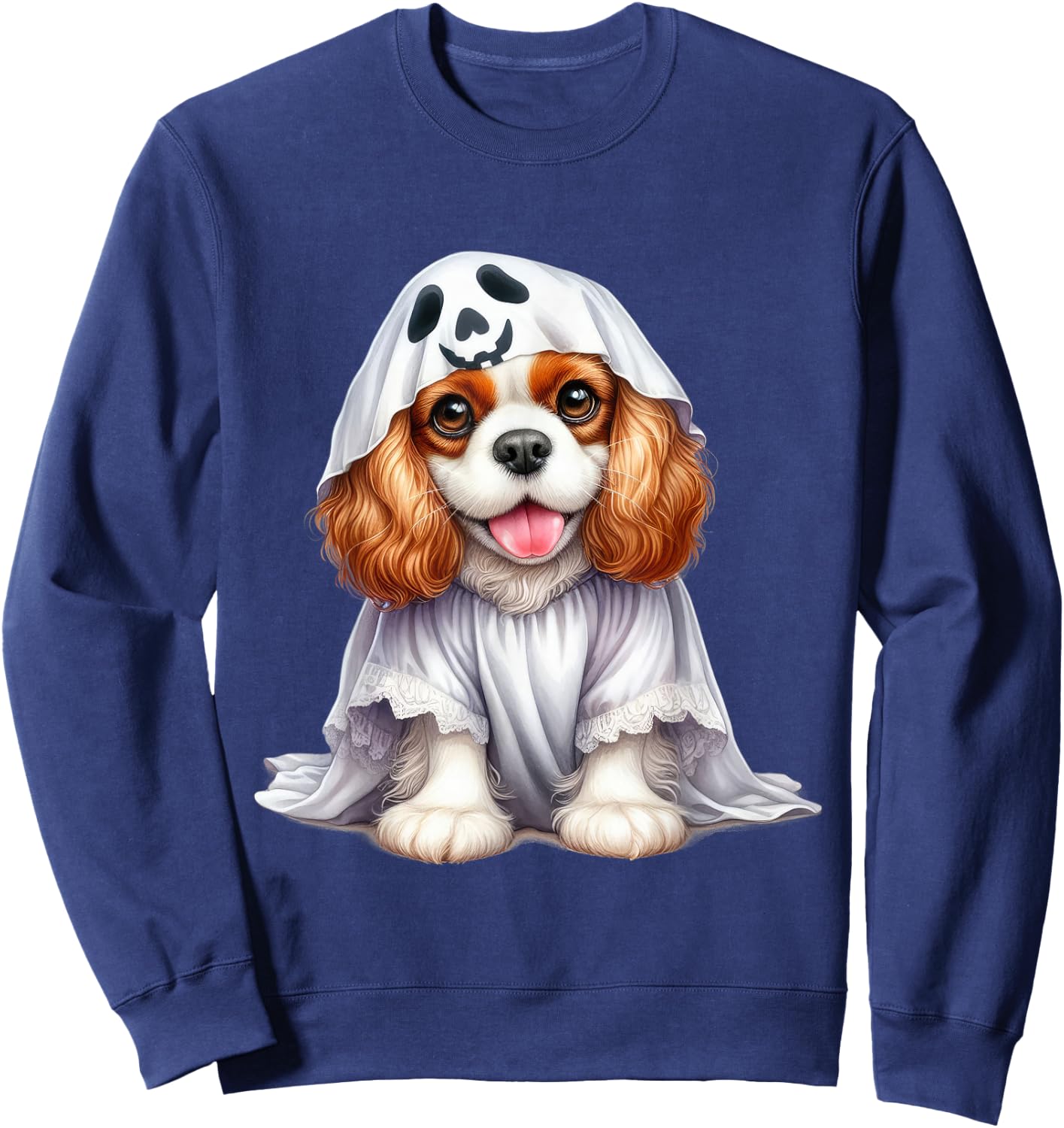 Funny Ghost Cavalier King Charles Spaniel Dog Lover Sweatshirt - Sweatshirt | Navy