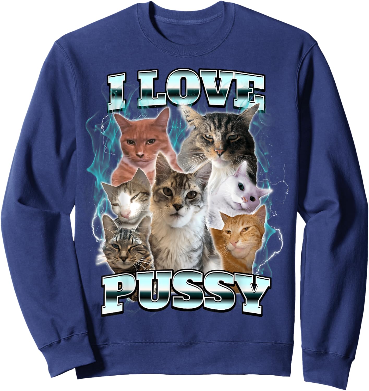 I Love Pussy Cat Sweatshirt - Sweatshirt | Navy