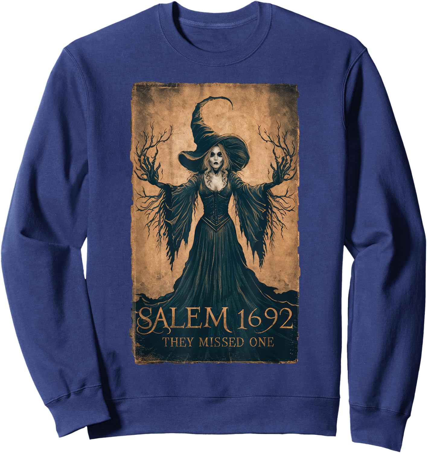 Salem 1692 They Missed One Halloween Feminist Witch Trials Sweatshirt - Sweatshirt | Navy