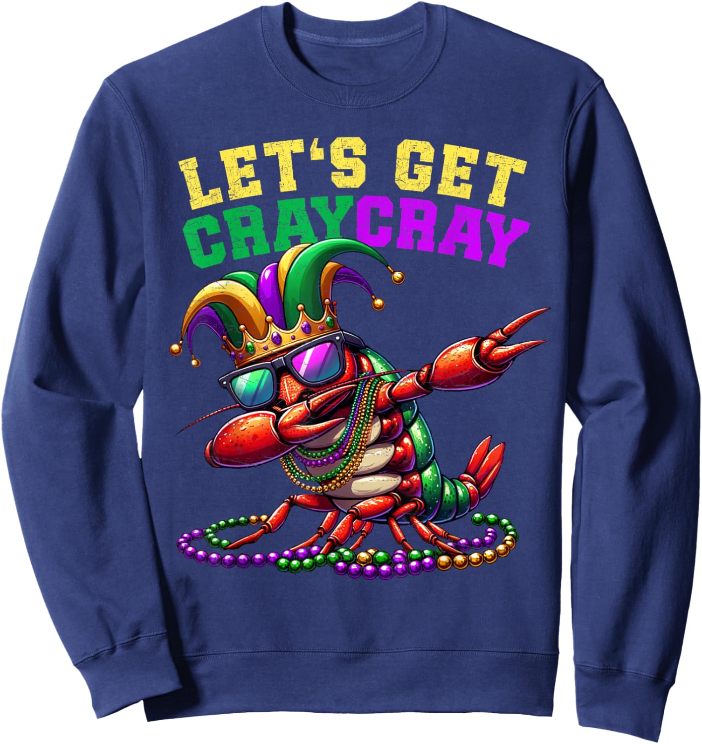 Dabbing Crawfish Costume Kids Toddler Boys Men Mardi Gras Sweatshirt - Sweatshirt | Navy