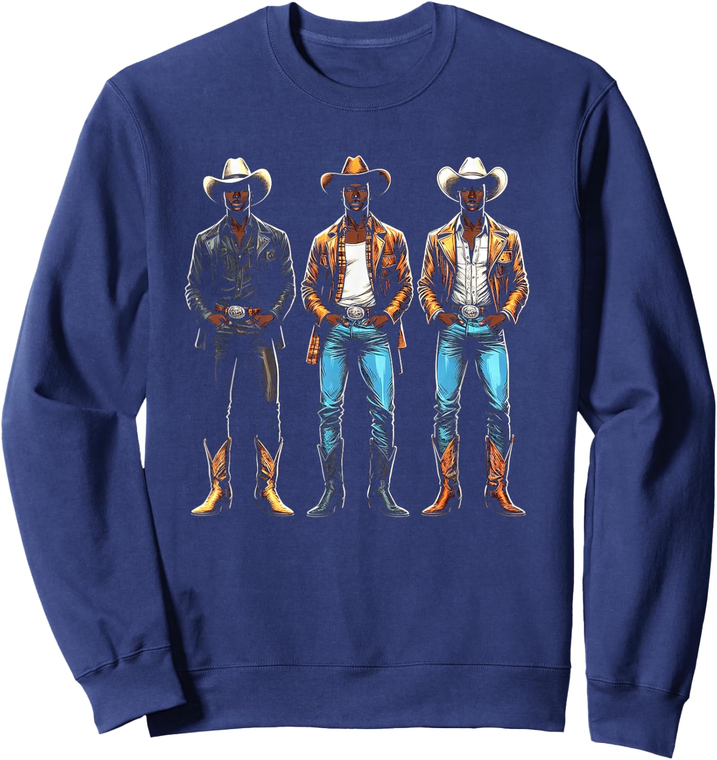 Black Cowboy Western Rodeo Melanin Black History Texas Men Sweatshirt - Sweatshirt | Navy