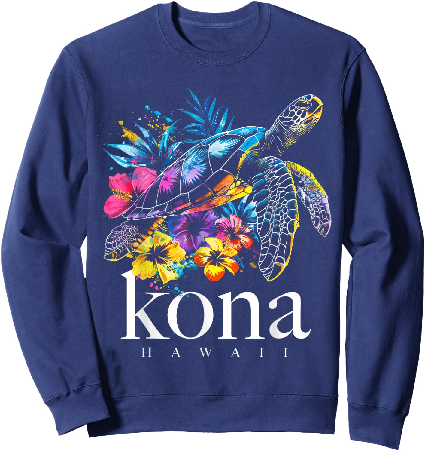 Kona Hawaii Sea Turtle Hawaiian Surfer Souvenir Sweatshirt - Sweatshirt | Navy