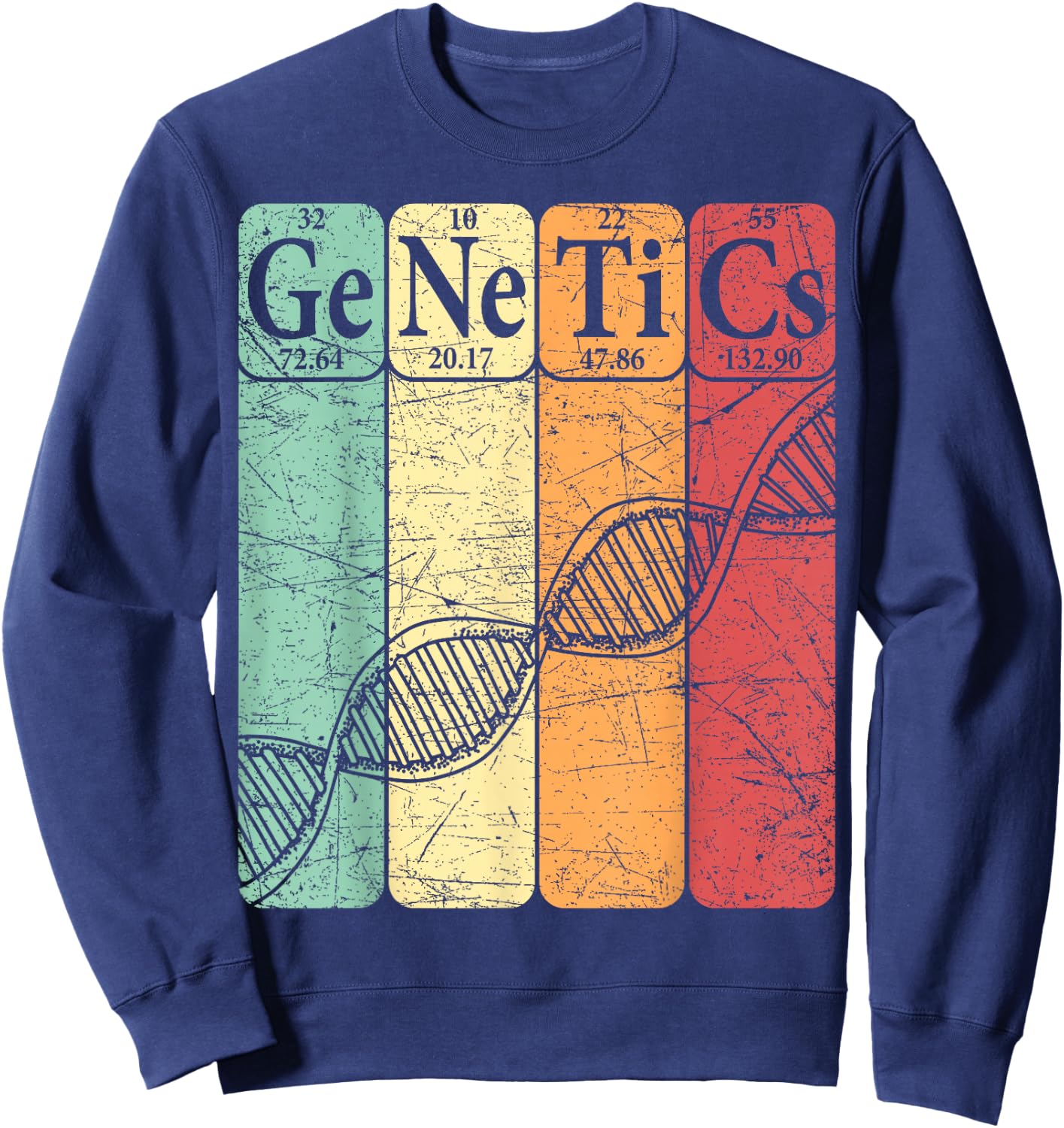 DNA Genetics Periodic Table Elements Biologist Retro Genetic Sweatshirt - Sweatshirt | Navy