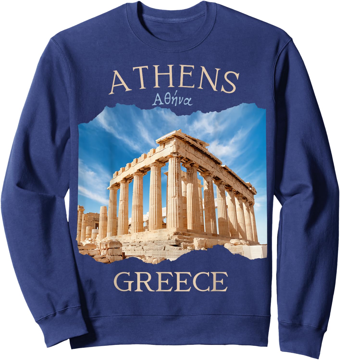 Acropolis and Parthenon Athens Greece Greek Souvenir Sweatshirt - Sweatshirt | Navy