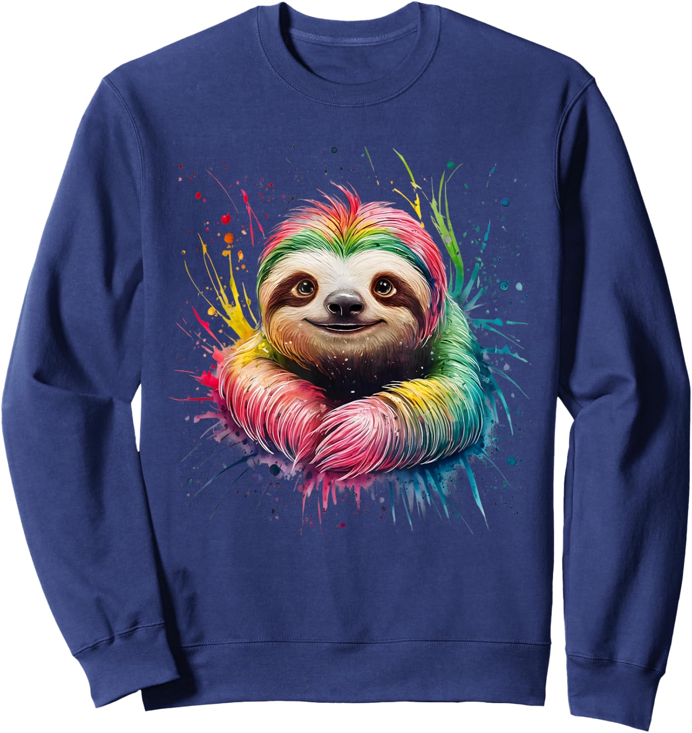 Sloth Men Woman Colorful Watercolor Sloth Sweatshirt - Sweatshirt | Navy
