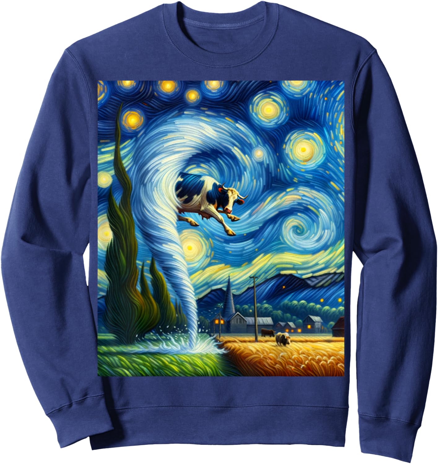 Tornado, Storm Chasing Van Gogh Starry Night Style Sweatshirt - Sweatshirt | Navy