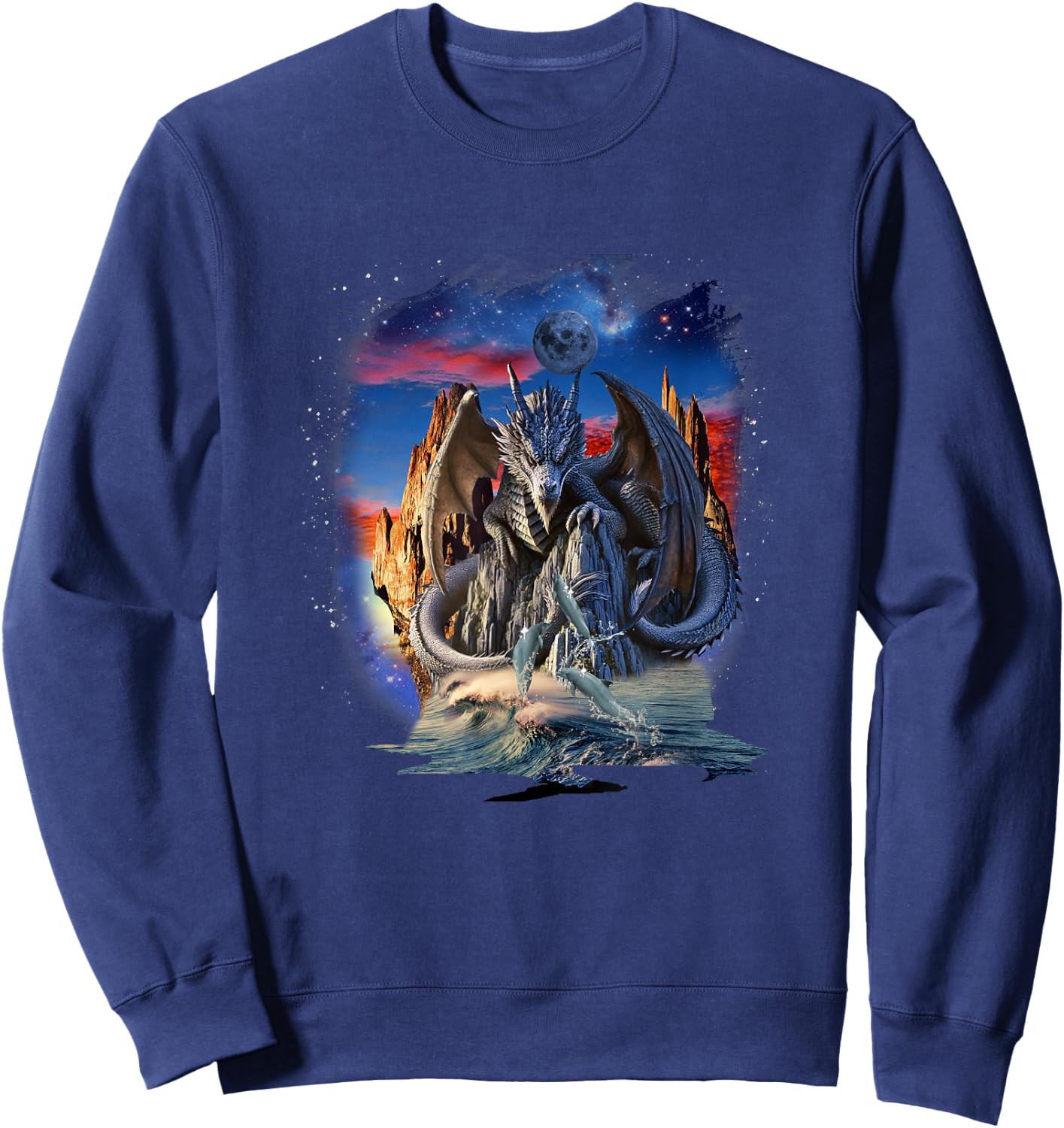 Dragon and Dolphin, Dragons and Dolphins Sweatshirt - Sweatshirt | Navy