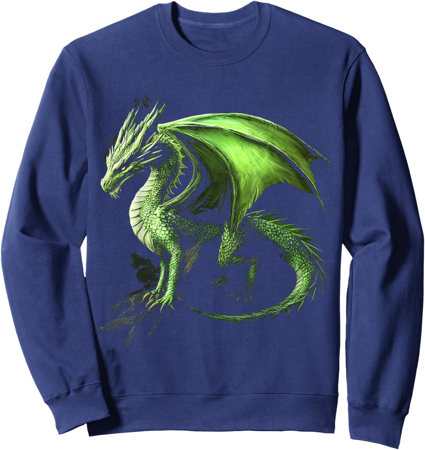 Green Dragon Motif Mythical Illustration Green Dragon Sweatshirt - Sweatshirt | Navy