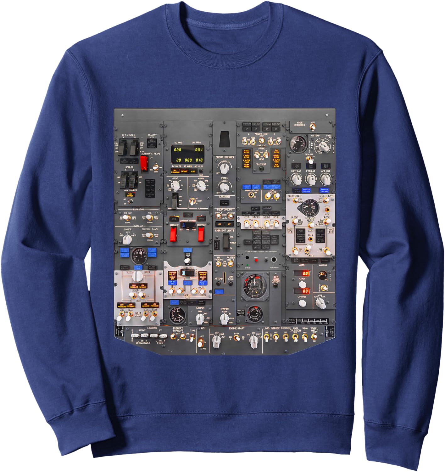 737 Overhead Panel Cockpit Airliner Aviation Aircraft Sweatshirt - Sweatshirt | Navy