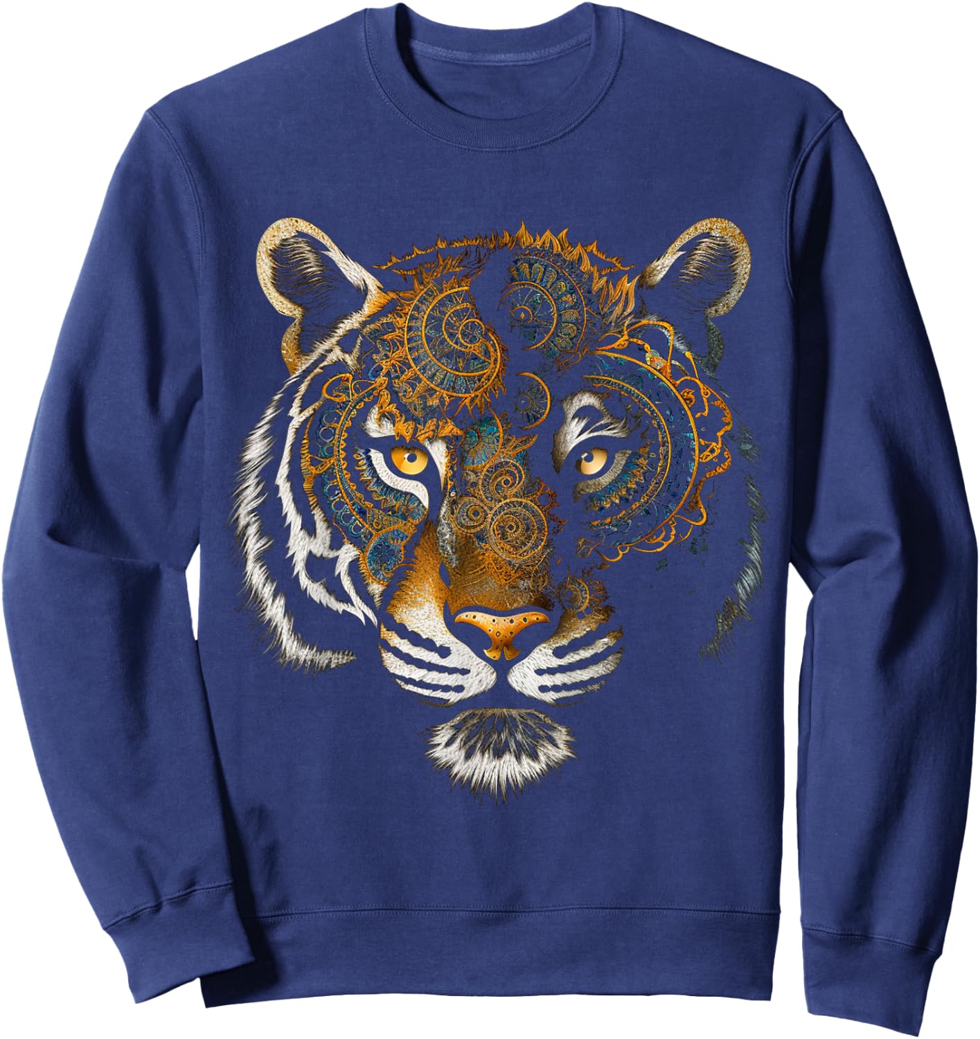 Tiger Mandala Fantasy Animal Art Motif Tiger Sweatshirt - Sweatshirt | Navy