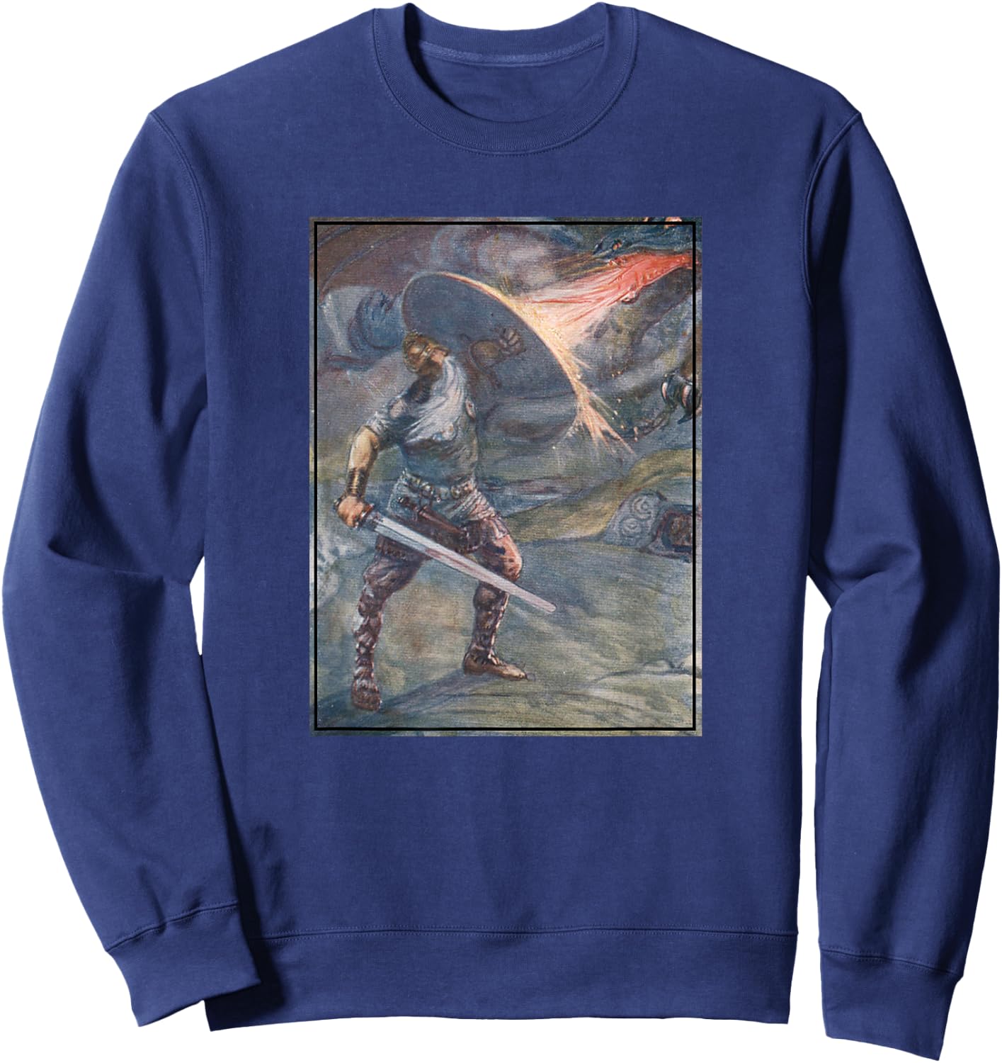 Beowulf Fighting The Dragon Sweatshirt - Sweatshirt | Navy