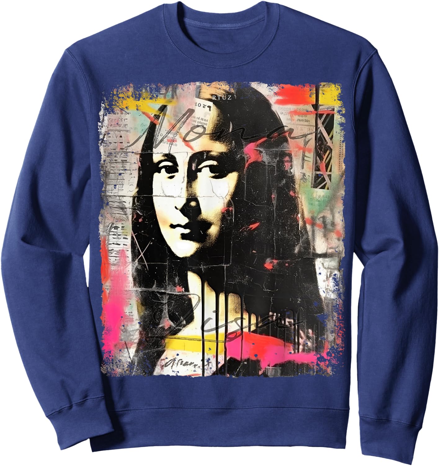 Mona Lisa Aesthetic Clothes Vintage Y2K Streetwear Women Men Sweatshirt - Sweatshirt | Navy