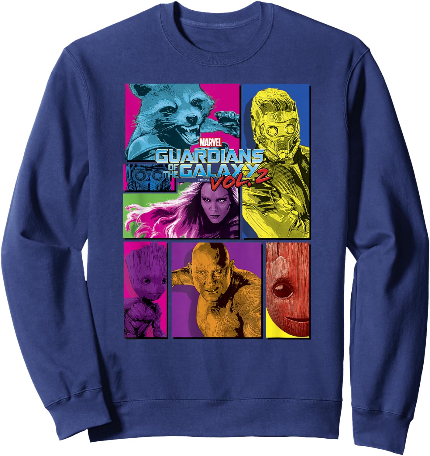 Marvel Guardians of The Galaxy Vol 2 Neon Team Panels Sweatshirt - Sweatshirt | Navy
