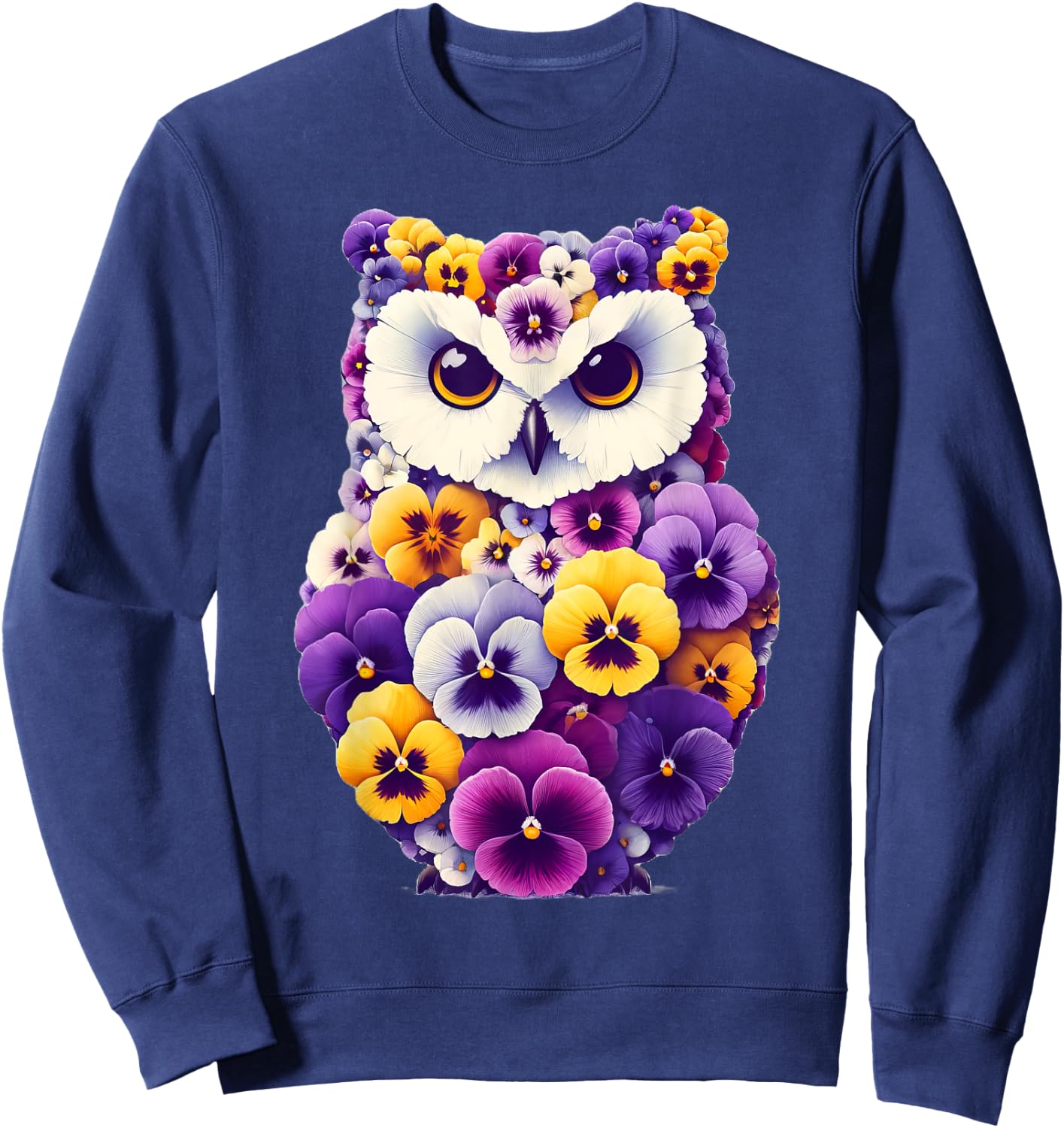 Pansies Owl Flower Pansy Gardening Floral Sweatshirt - Sweatshirt | Navy