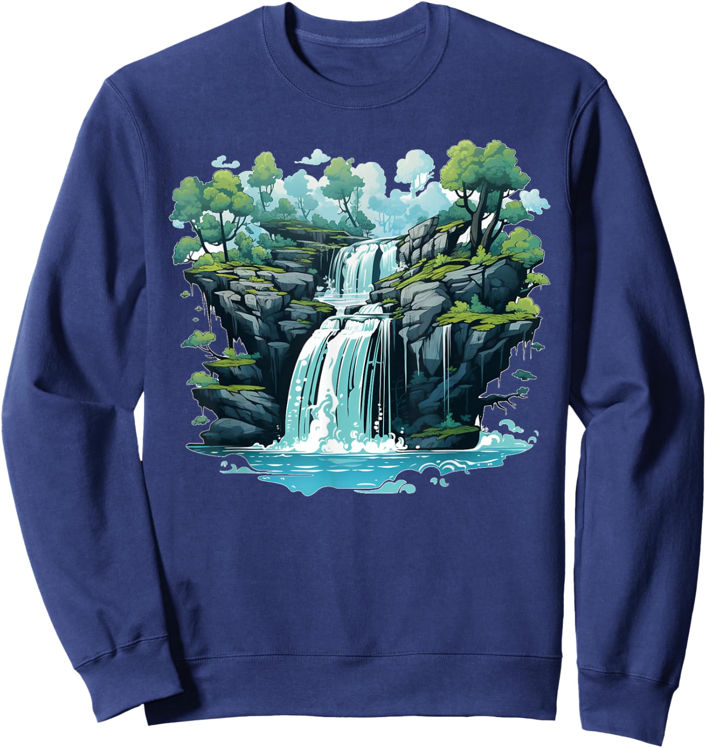 Pretty cool Waterfall for Cascade, Lake and Lagoon Lovers Sweatshirt - Sweatshirt | Navy
