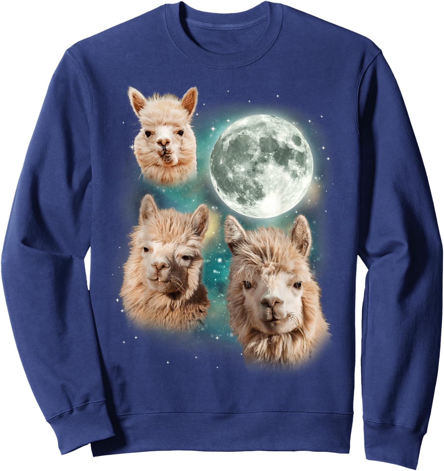 Three Alpacas Howling At The Moon | Alpaca Farm Owner Parody Sweatshirt - Sweatshirt | Navy