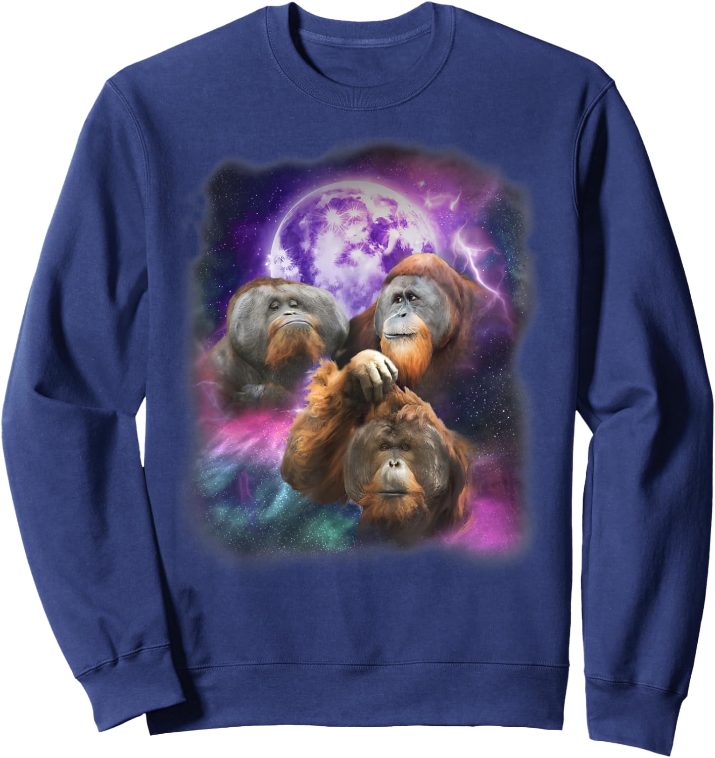 Orangutans Howling at the Moon Shirt - Funny Orangutan Sweatshirt - Sweatshirt | Navy