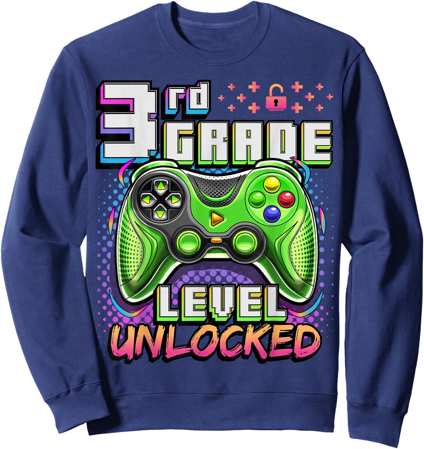 Back to School 3rd Grade Boys Gamer First Day School Level Sweatshirt - Sweatshirt | Navy