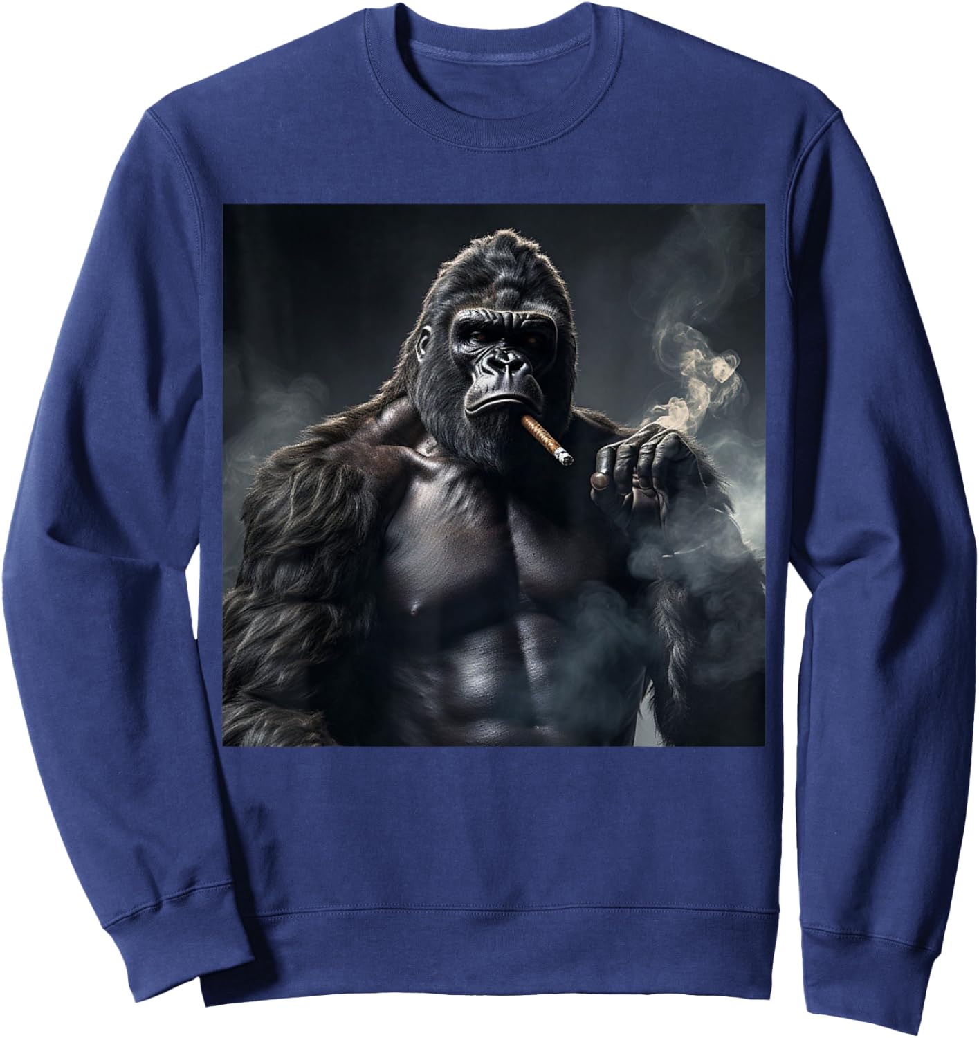 Funny Monkey Cigar Gorilla Smoking Cigarette Animal Lover Sweatshirt - Sweatshirt | Navy