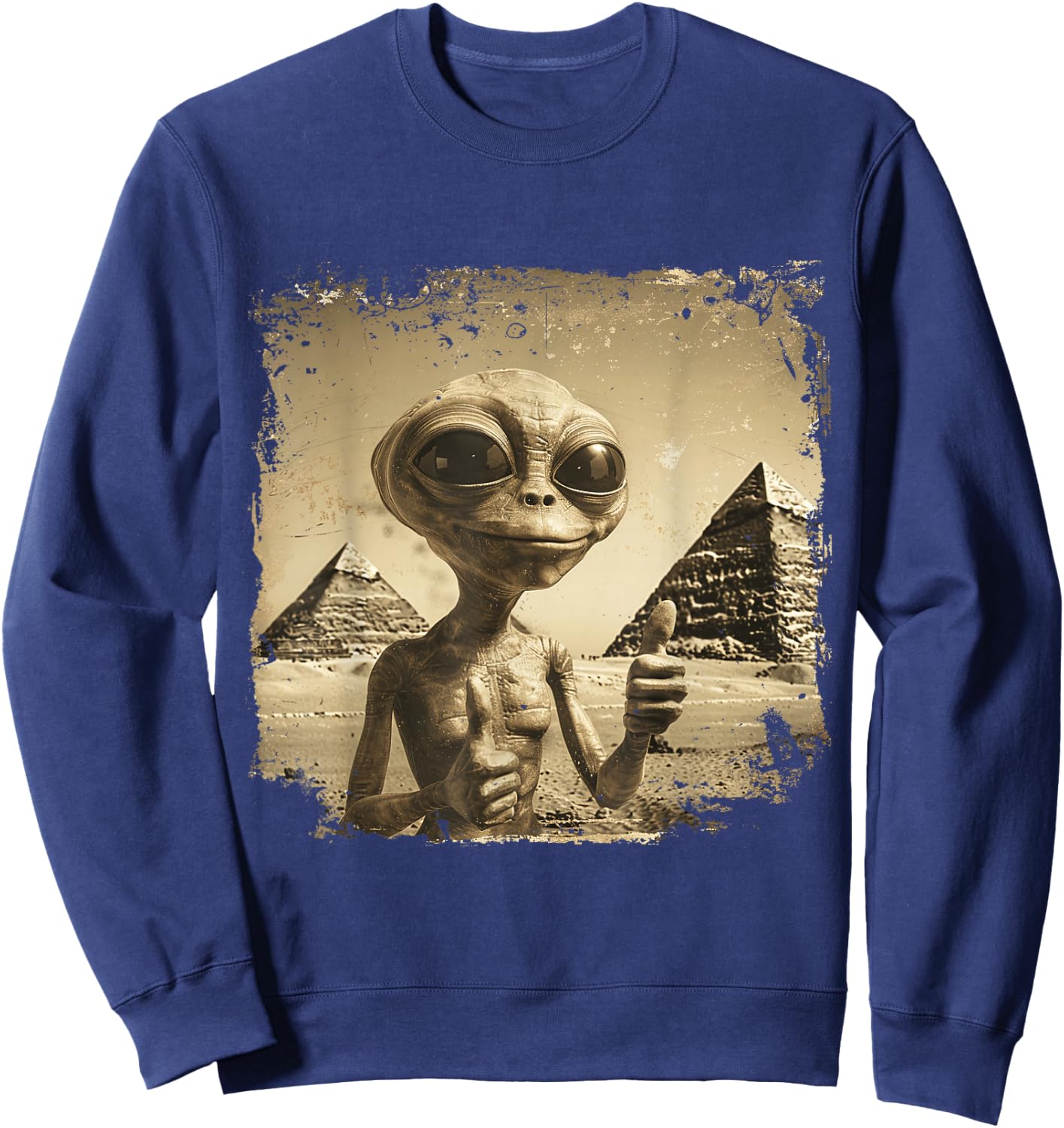 Alien Face Ancient Pyramids Thumbs Sci-Fi Egypt Sweatshirt - Sweatshirt | Navy