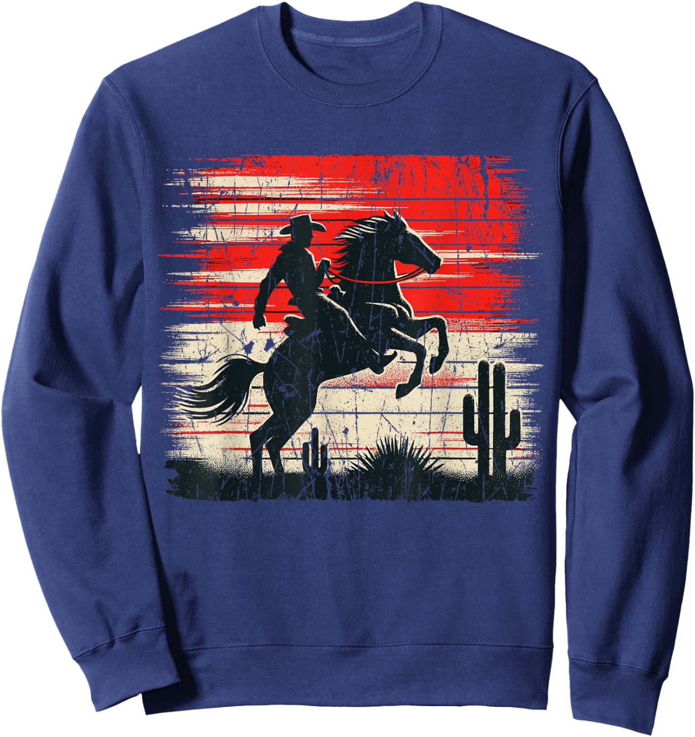 Horse Riding Western Rodeo Retro Cowboy Sweatshirt - Sweatshirt | Navy