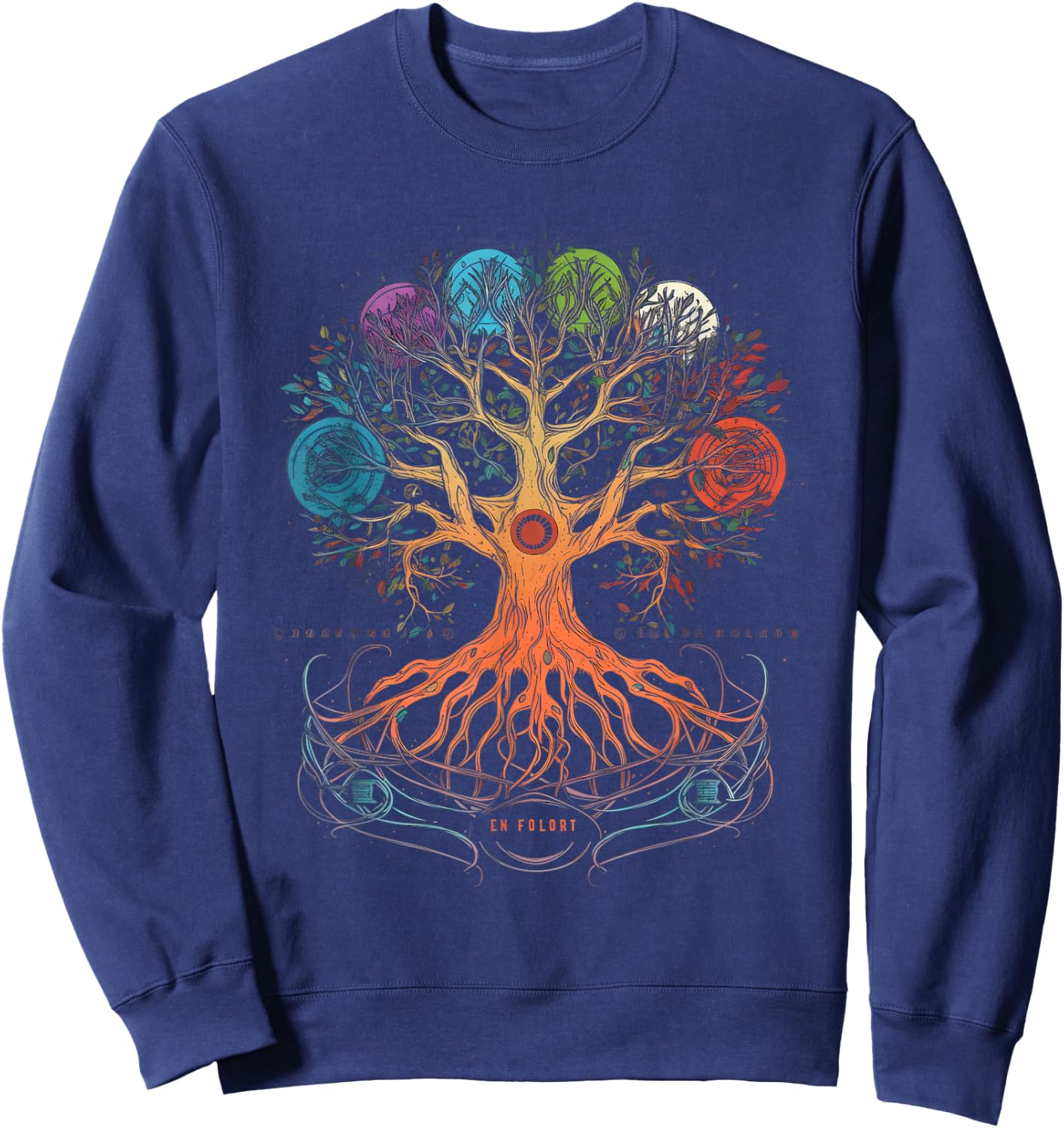 Yggdrasil Tree of Life with Moon Phases Sweatshirt - Sweatshirt | Navy