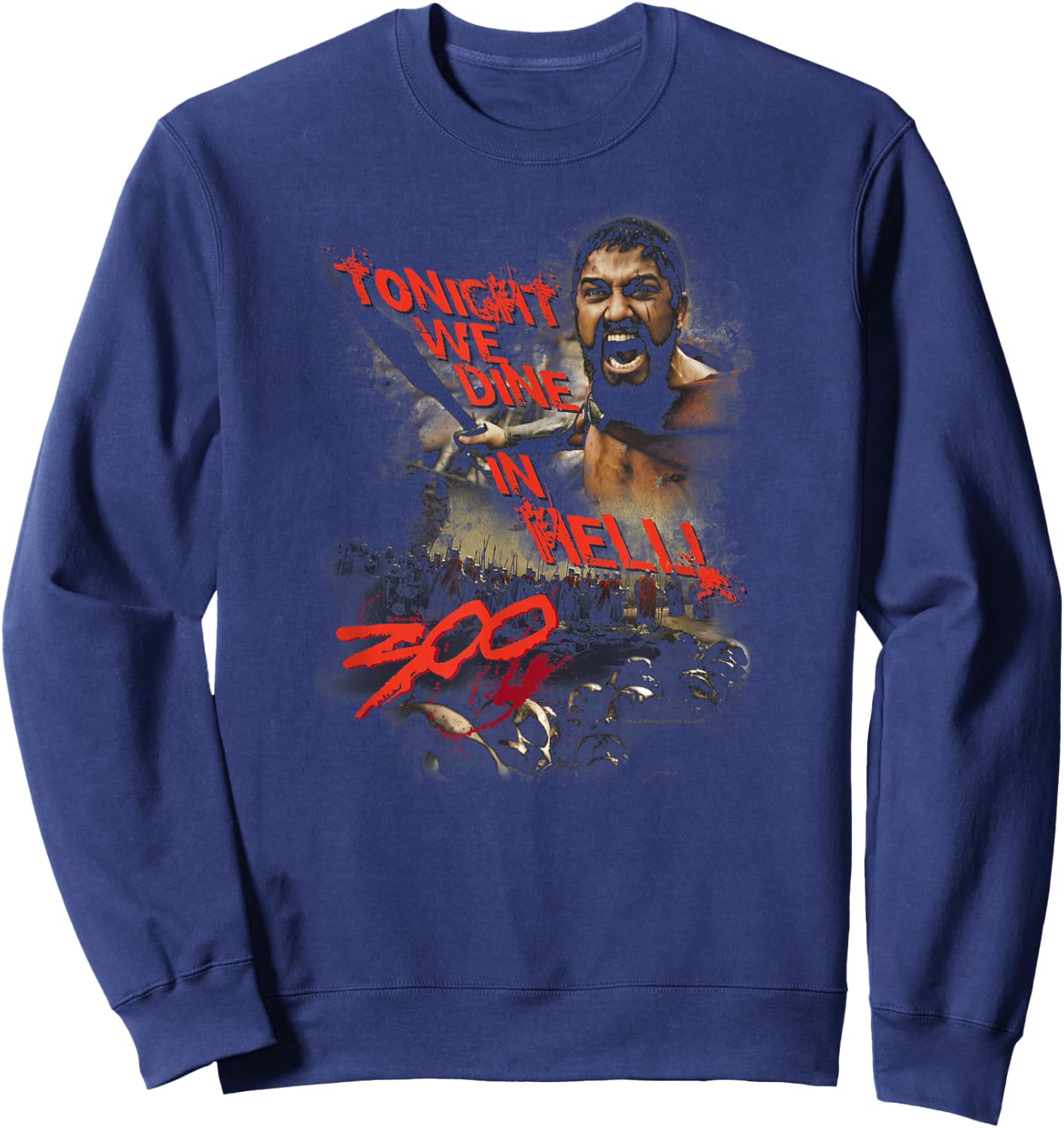 Warner Bros. 300 Movie Dine in Hell -Adults Black Cotton Blend Sweatshirt - Sweatshirt | Navy