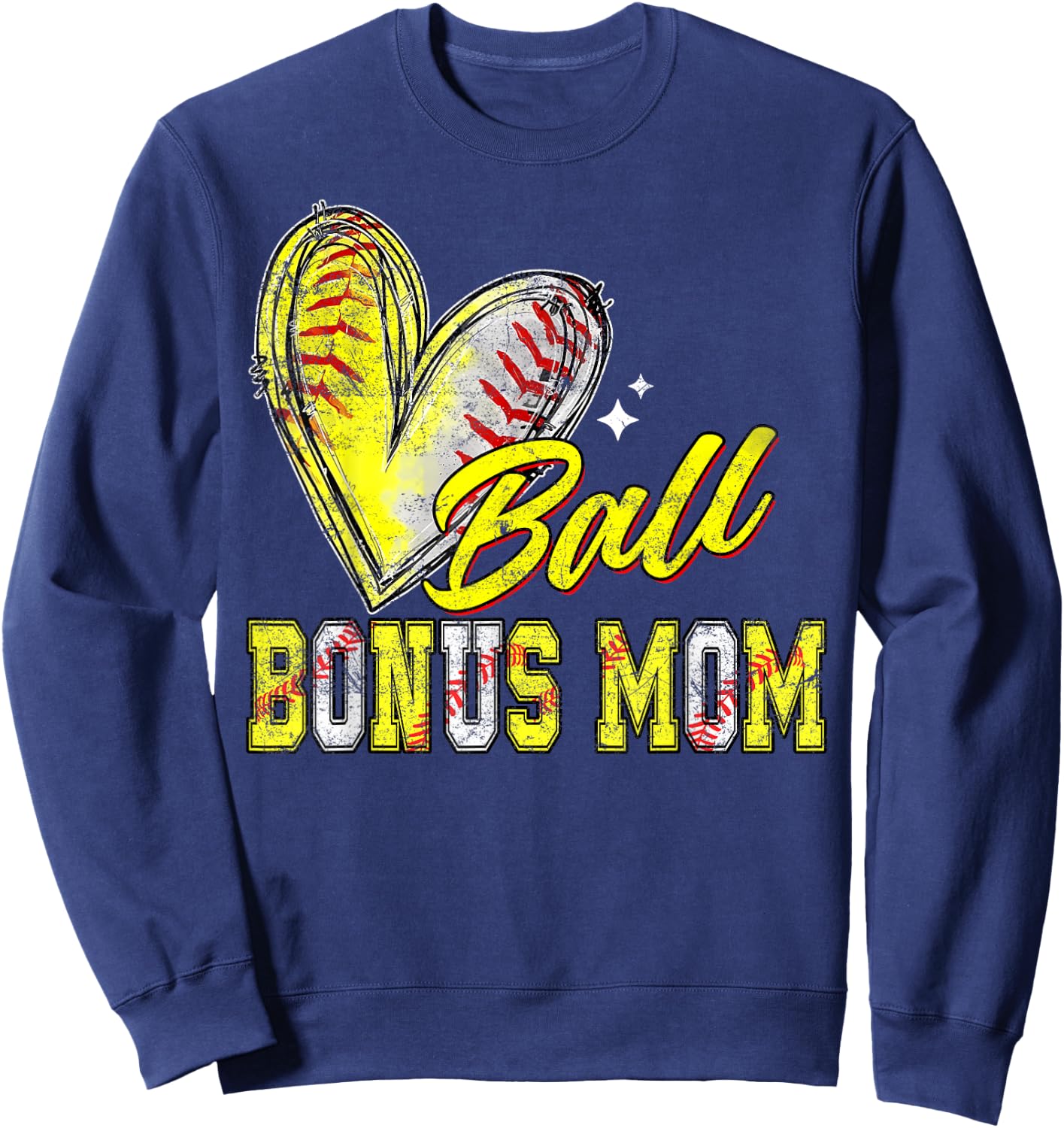Funny Ball Bonus Mom Softball Baseball Bonus Mom Sweatshirt - Sweatshirt | Navy