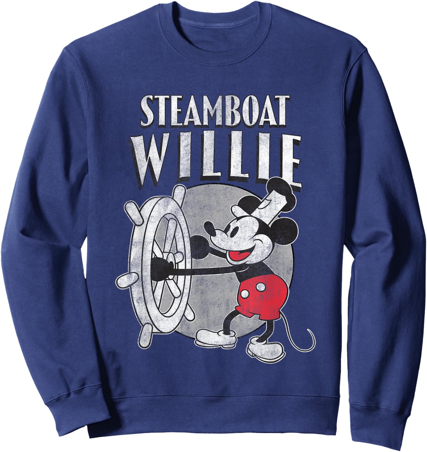 Disney Steamboat Willie Mickey Vintage Big Chest Poster Sweatshirt - Sweatshirt | Navy